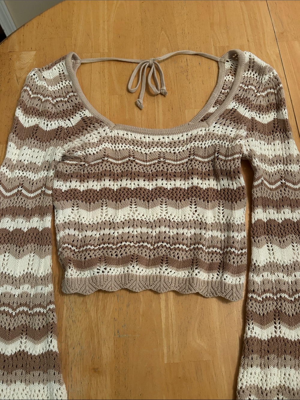 Hollister Cream and Tan Crochet Top